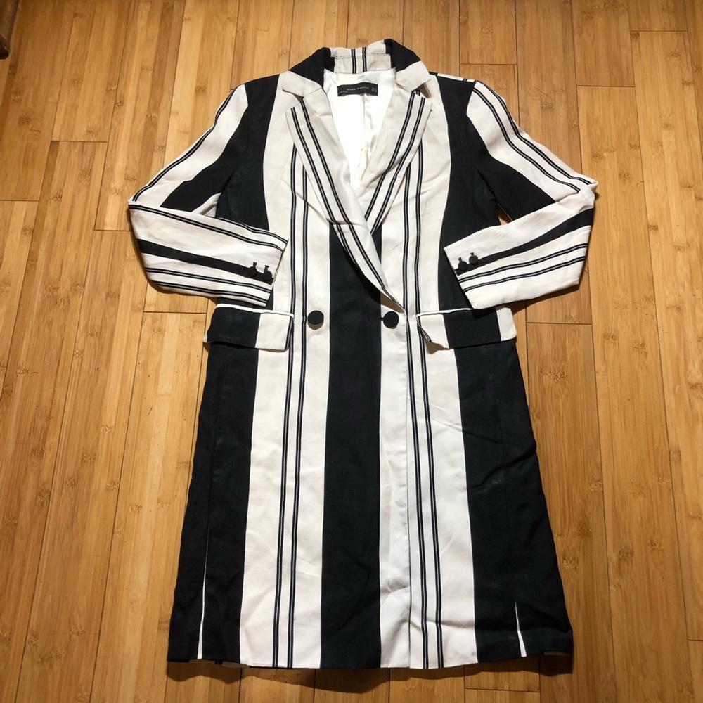 Zara Long Striped Coat - Picture 5 of 16